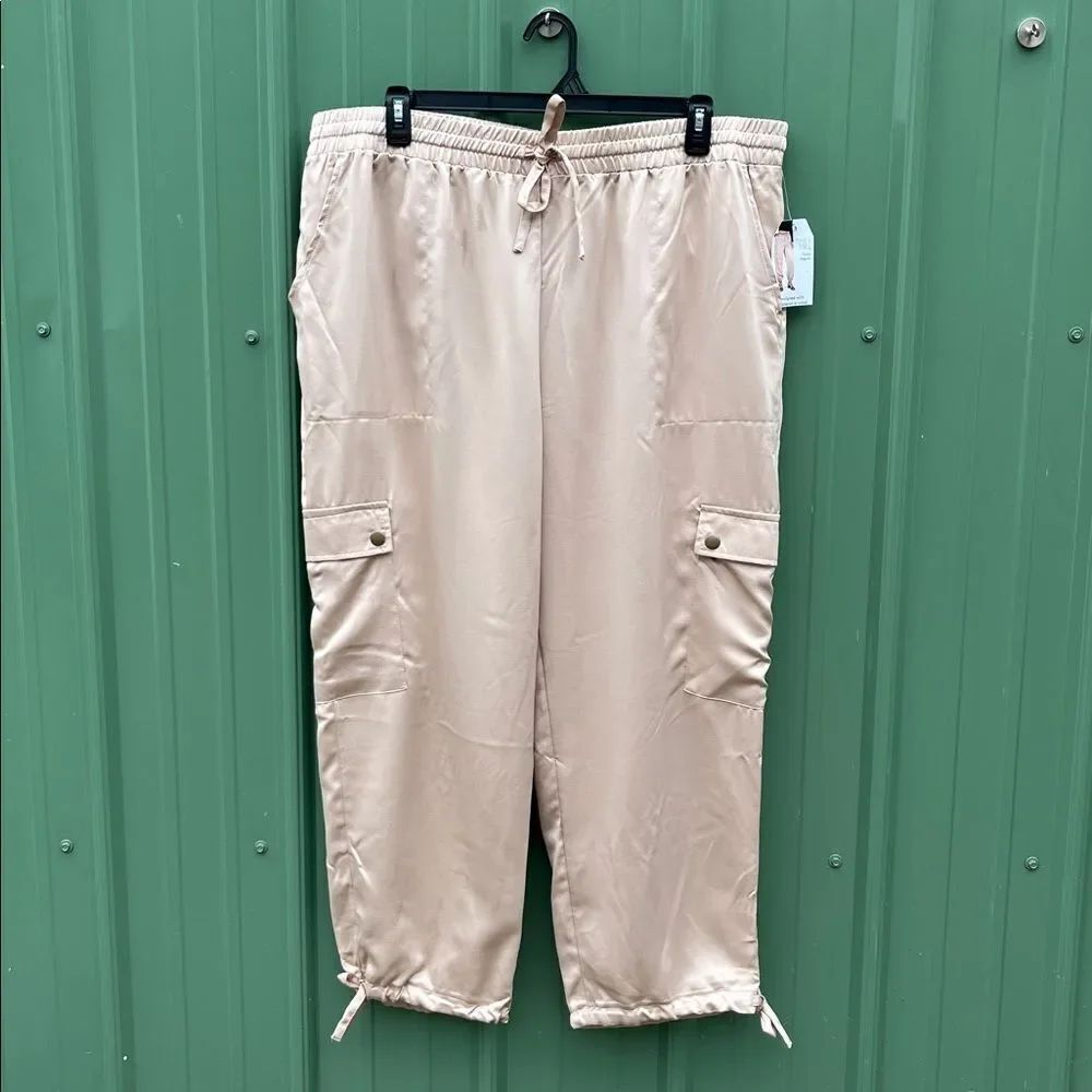 Satin Jogger Cargo Pants Mid Rise Lightweight Size XXXL